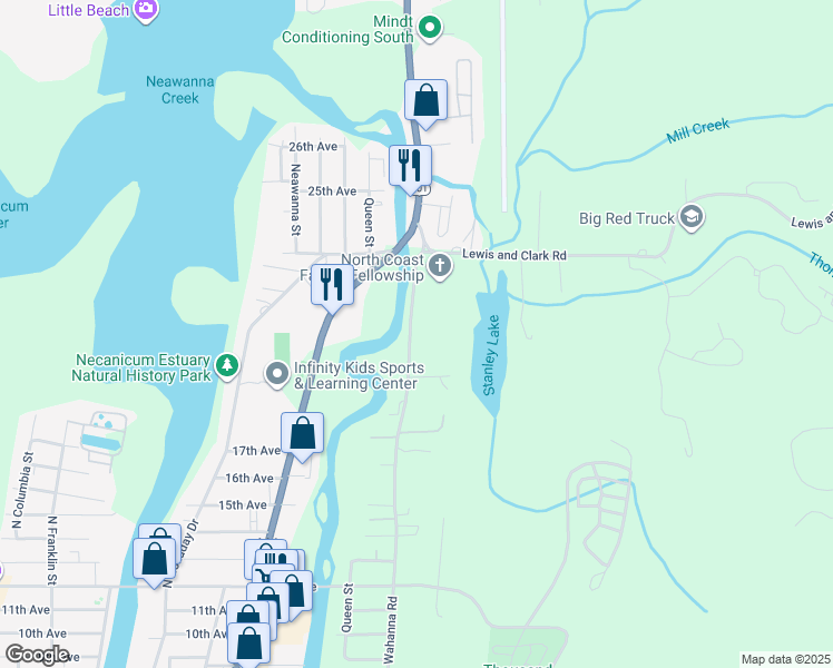 map of restaurants, bars, coffee shops, grocery stores, and more near 160-2001 N Wahanna Rd in Seaside