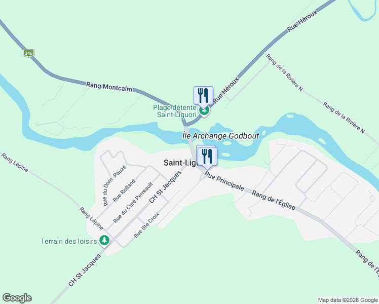 map of restaurants, bars, coffee shops, grocery stores, and more near 881 Rue Richard in Saint-Liguori