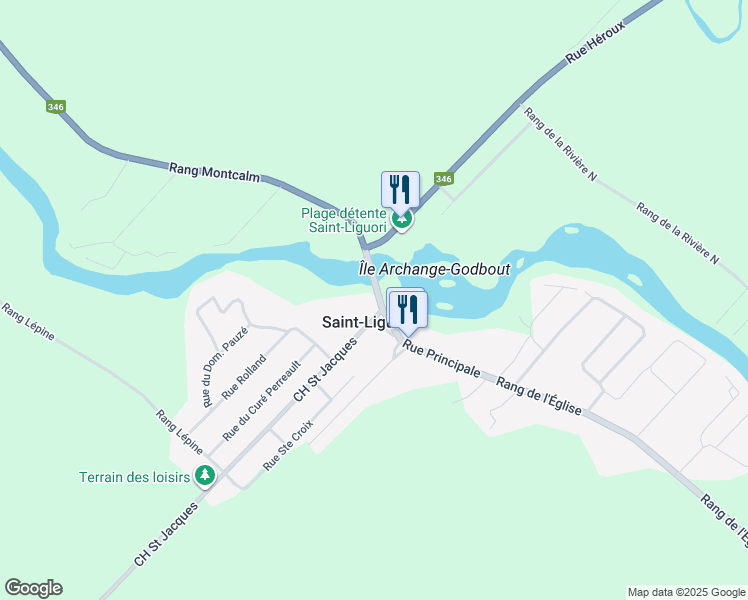 map of restaurants, bars, coffee shops, grocery stores, and more near 881 Rue Richard in Saint-Liguori