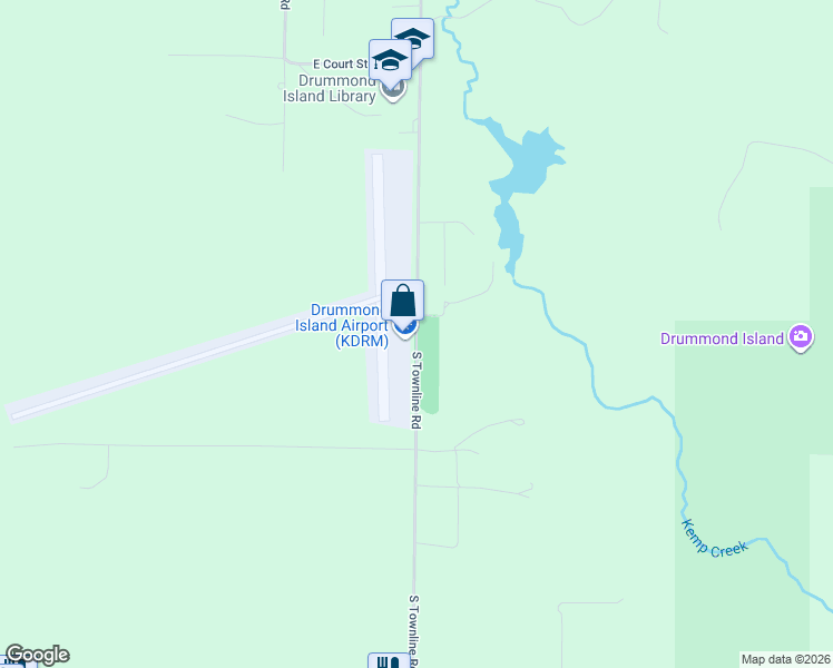 map of restaurants, bars, coffee shops, grocery stores, and more near 34264 South Townline Road in Drummond