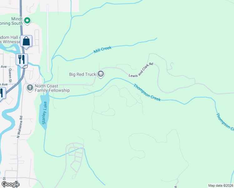 map of restaurants, bars, coffee shops, grocery stores, and more near 2382 North Fork Road in Seaside