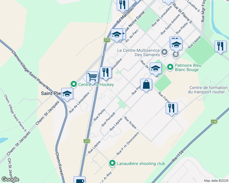 map of restaurants, bars, coffee shops, grocery stores, and more near 266 Rue Laporte in Joliette