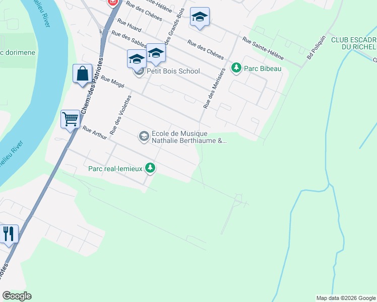 map of restaurants, bars, coffee shops, grocery stores, and more near 506 Rue des Jonquilles in Sorel-Tracy