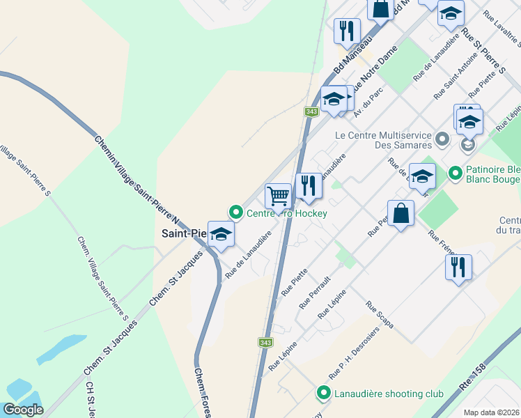 map of restaurants, bars, coffee shops, grocery stores, and more near 10 Rue Curé Valois in Lanaudière