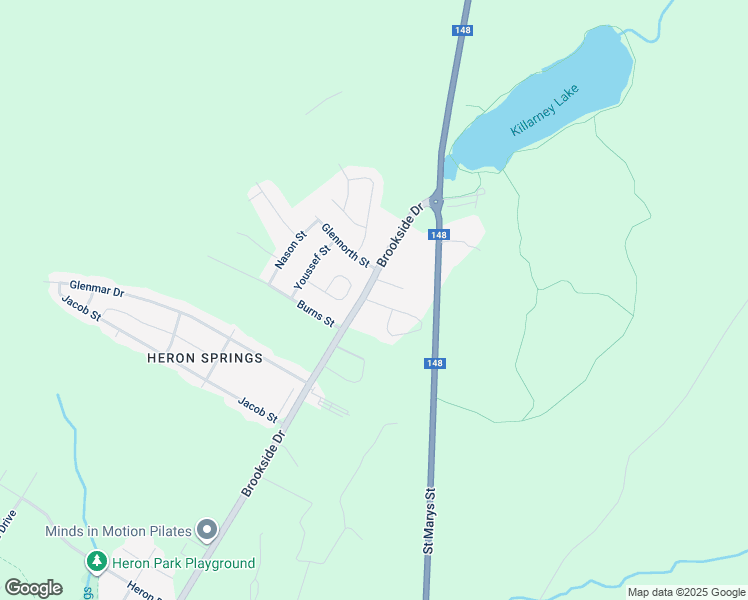 map of restaurants, bars, coffee shops, grocery stores, and more near 1250 Brookside Drive in Fredericton