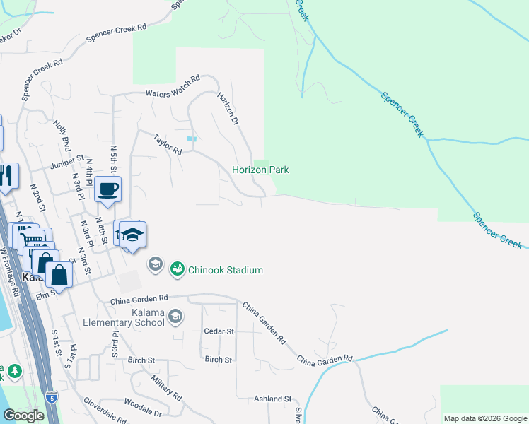 map of restaurants, bars, coffee shops, grocery stores, and more near 1055 Taylor Rd in Kalama