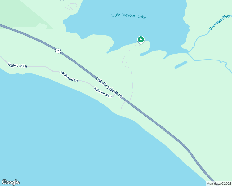 map of restaurants, bars, coffee shops, grocery stores, and more near 4060 Wildwood Lane in Mackinac County