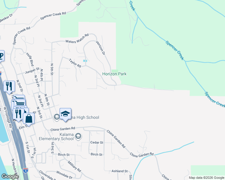 map of restaurants, bars, coffee shops, grocery stores, and more near 1035 Taylor Road in Kalama