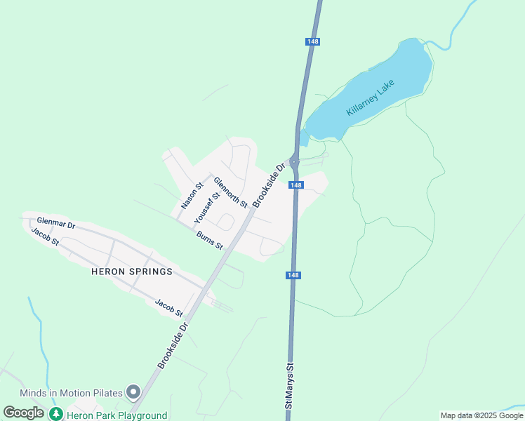 map of restaurants, bars, coffee shops, grocery stores, and more near 1250 Brookside Drive in Fredericton