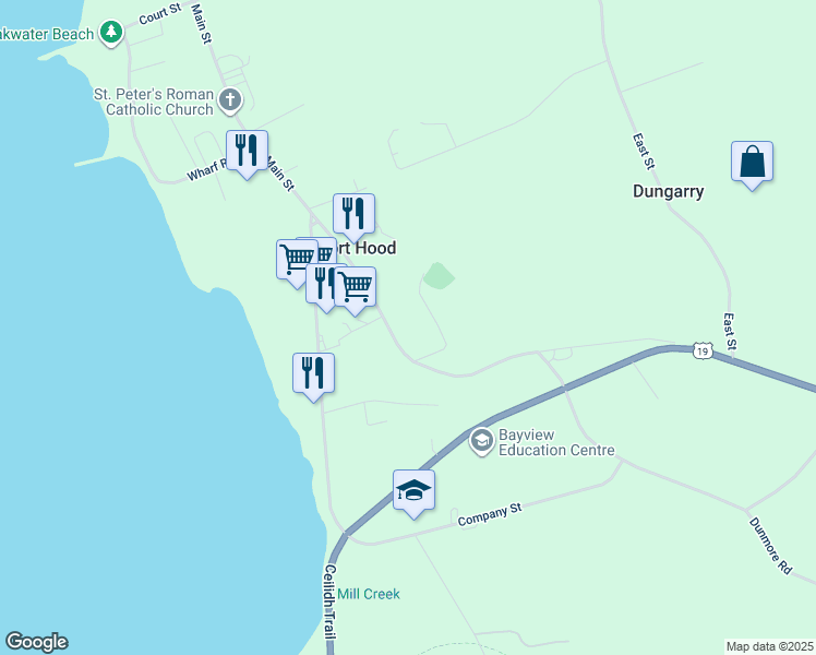map of restaurants, bars, coffee shops, grocery stores, and more near 109 High Road in Port Hood