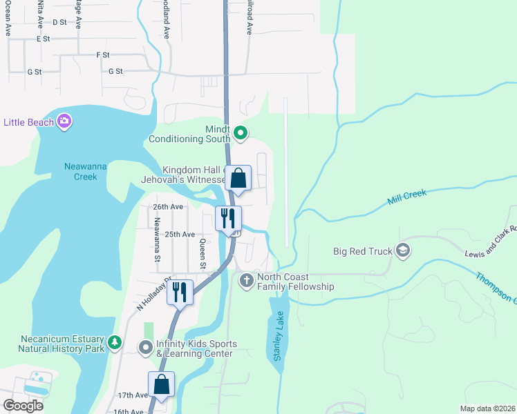 map of restaurants, bars, coffee shops, grocery stores, and more near 2657 U.S. 101 in Seaside
