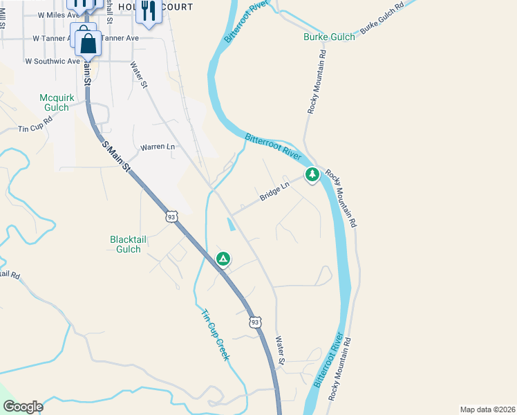 map of restaurants, bars, coffee shops, grocery stores, and more near 30 Darby Bridge Road in Darby