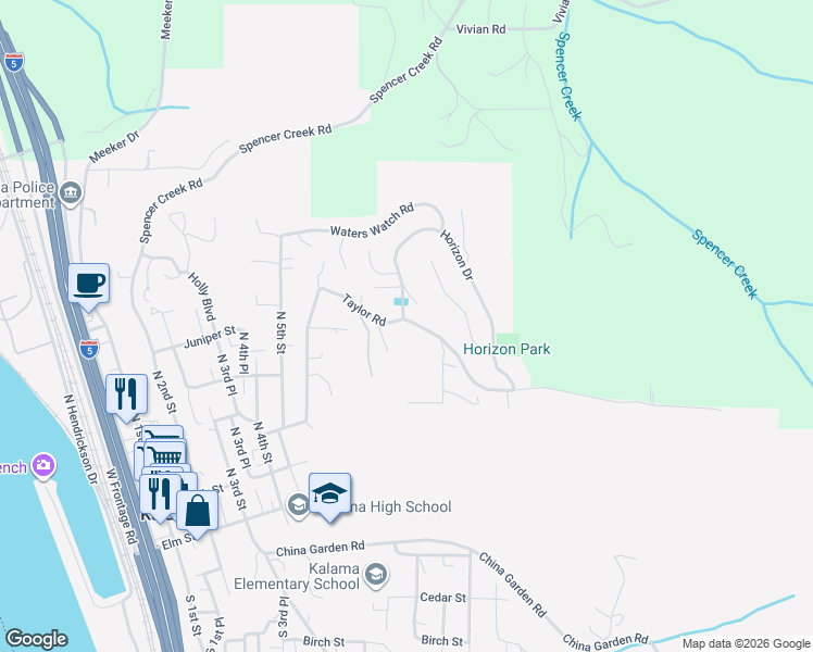 map of restaurants, bars, coffee shops, grocery stores, and more near 810 Taylor Road in Kalama