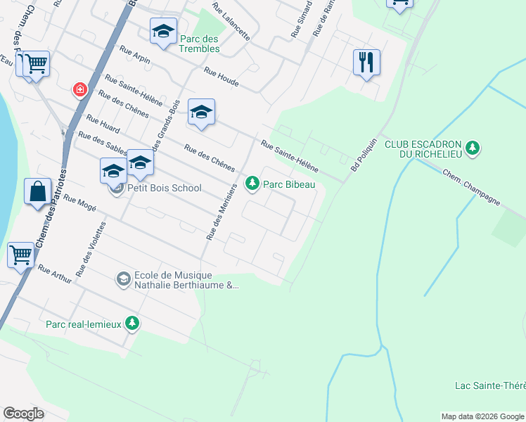 map of restaurants, bars, coffee shops, grocery stores, and more near 1130 Rue de la Sapinière in Sorel-Tracy