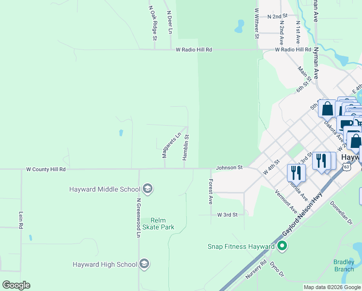 map of restaurants, bars, coffee shops, grocery stores, and more near 10545 Hamblin Street in Hayward