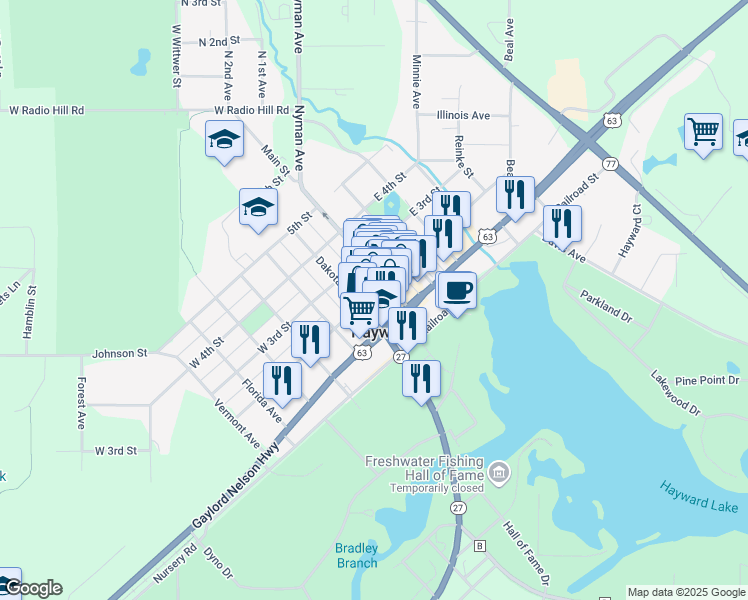 map of restaurants, bars, coffee shops, grocery stores, and more near 15845 West 2nd Street in Hayward