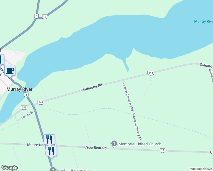 map of restaurants, bars, coffee shops, grocery stores, and more near 1313 Gladstone Road in Murray River