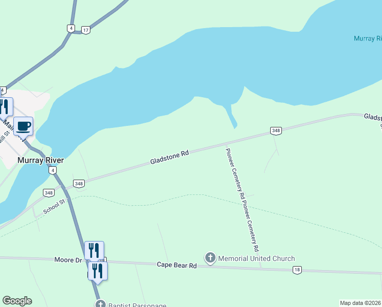 map of restaurants, bars, coffee shops, grocery stores, and more near 1313 Gladstone Road in Murray River