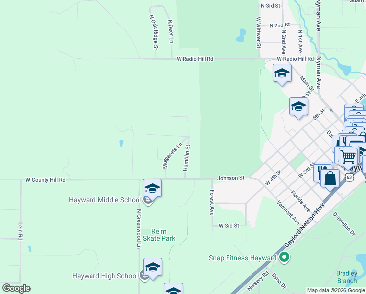 map of restaurants, bars, coffee shops, grocery stores, and more near 10545 Hamblin Street in Hayward
