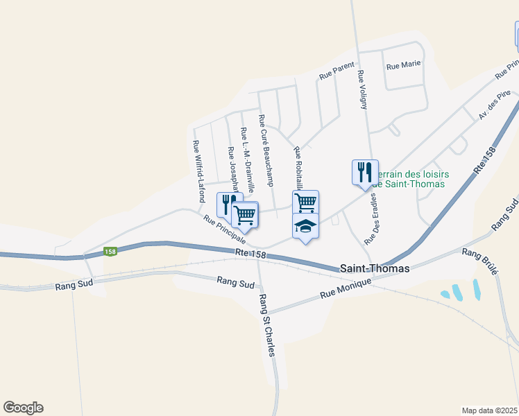 map of restaurants, bars, coffee shops, grocery stores, and more near 24 Rue Josaphat Adam in Saint-Thomas