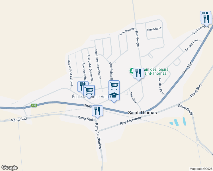 map of restaurants, bars, coffee shops, grocery stores, and more near 6 Rue Josaphat-Adam in Saint-Thomas