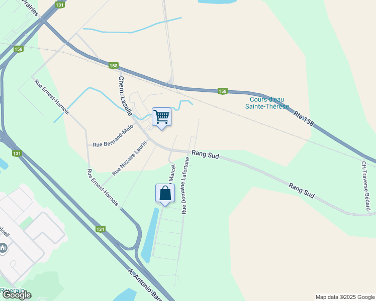 map of restaurants, bars, coffee shops, grocery stores, and more near 21 Rang Sud in Saint-Thomas