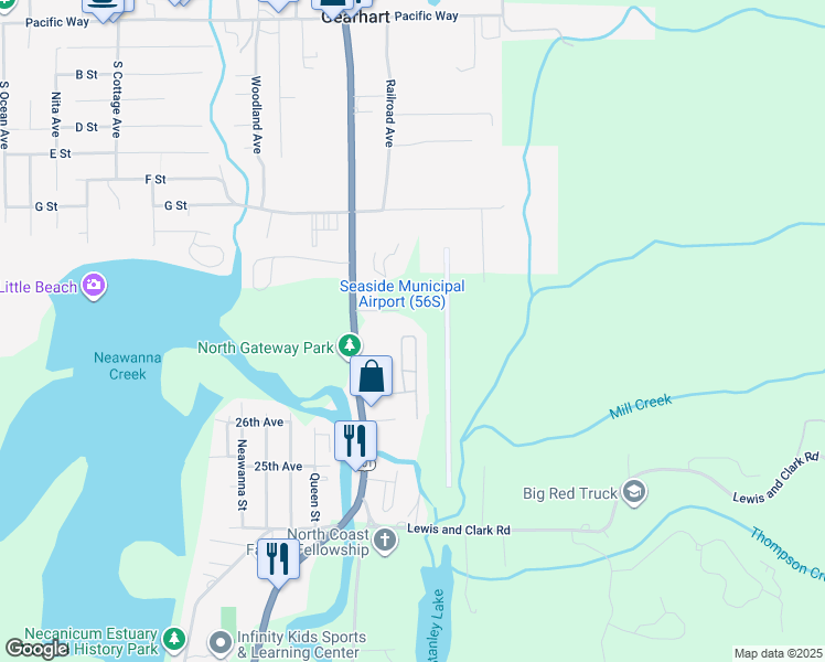 map of restaurants, bars, coffee shops, grocery stores, and more near 2657 U.S. 101 in Seaside