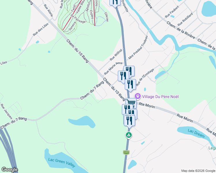 map of restaurants, bars, coffee shops, grocery stores, and more near 1104 10e Rang in Val-David