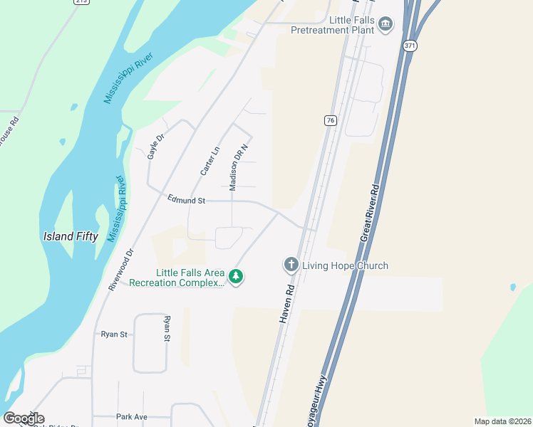 map of restaurants, bars, coffee shops, grocery stores, and more near 14969 Brittney Lane in Little Falls