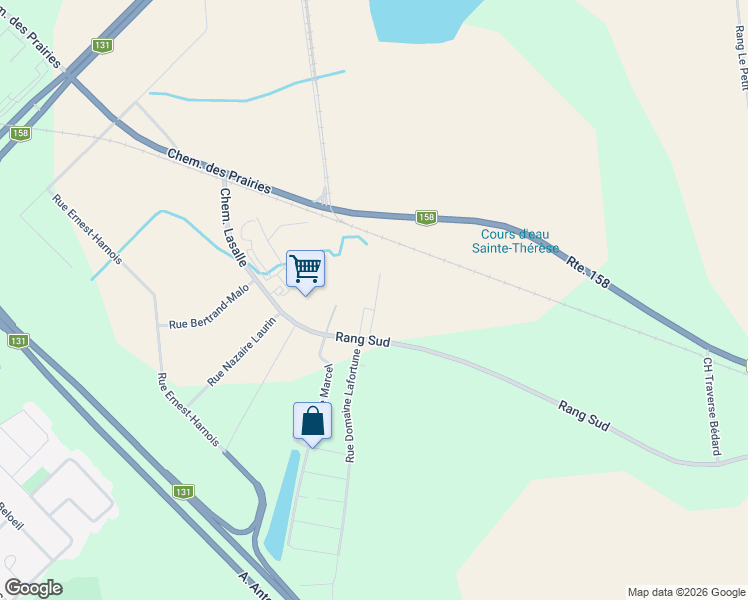 map of restaurants, bars, coffee shops, grocery stores, and more near 21 Rang Sud in Saint-Thomas