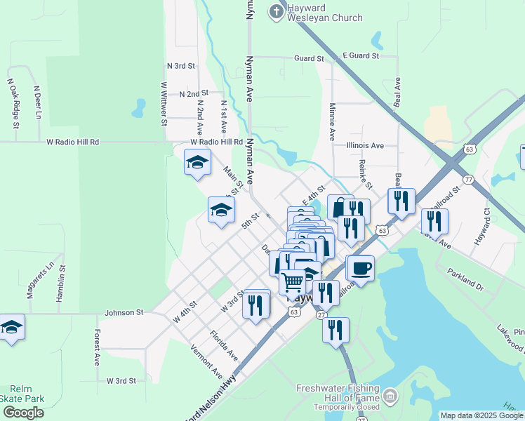 map of restaurants, bars, coffee shops, grocery stores, and more near 15930 5th Street in Hayward