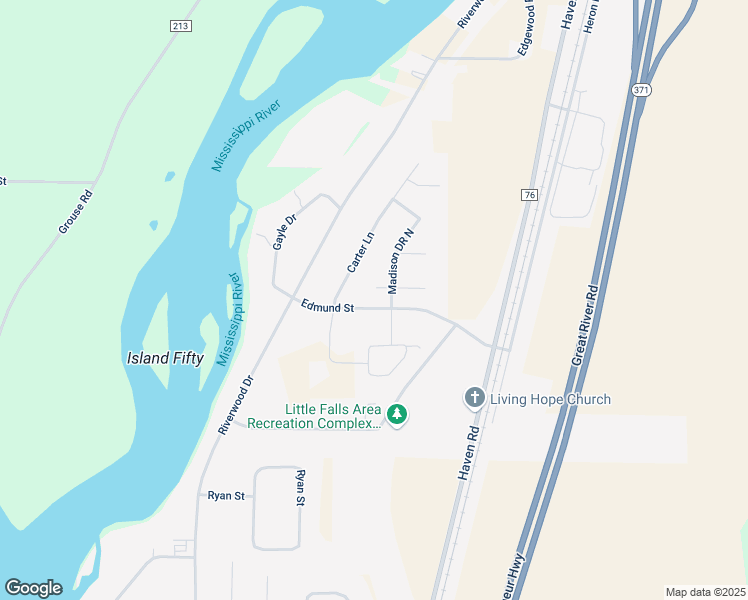 map of restaurants, bars, coffee shops, grocery stores, and more near 14889 Breann Circle in Little Falls