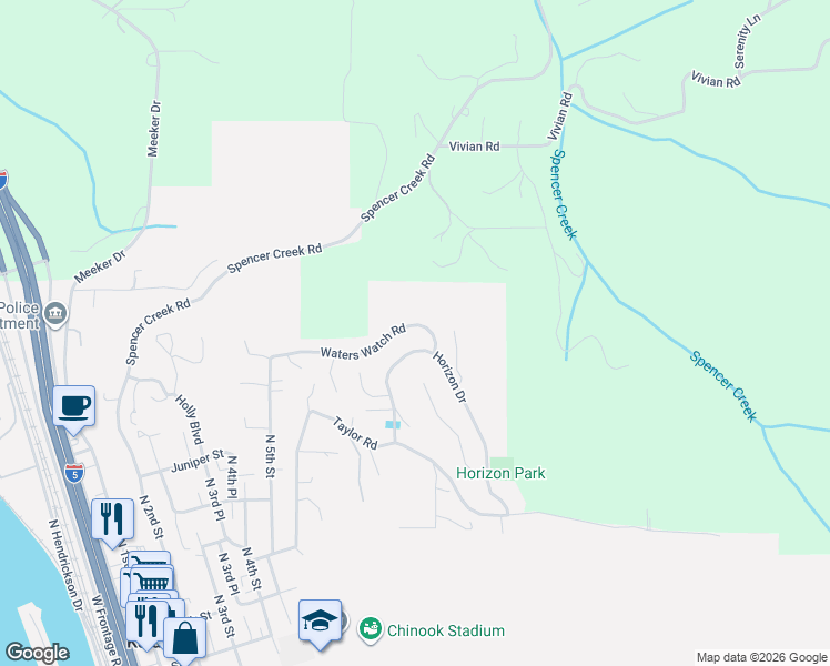 map of restaurants, bars, coffee shops, grocery stores, and more near 850 Waters Watch Road in Kalama