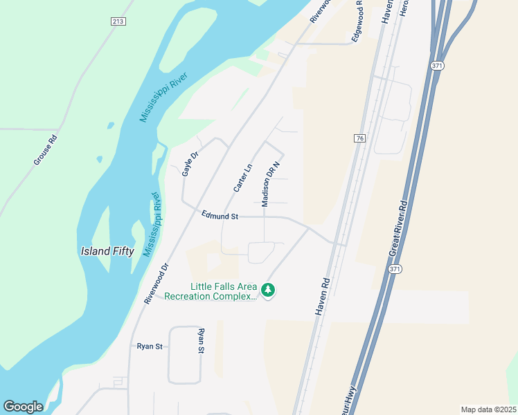 map of restaurants, bars, coffee shops, grocery stores, and more near 14889 Breann Circle in Little Falls