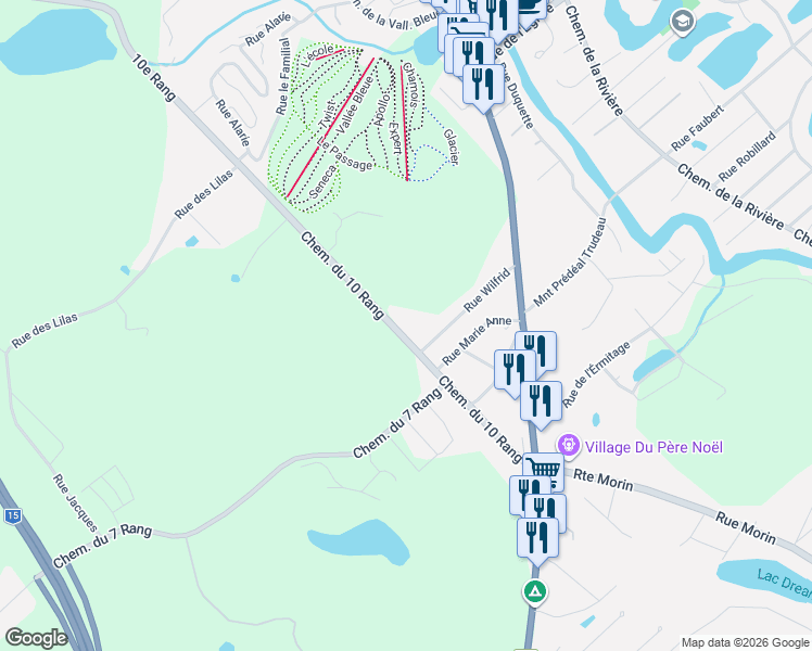 map of restaurants, bars, coffee shops, grocery stores, and more near 1201 10e Rang in Val-David
