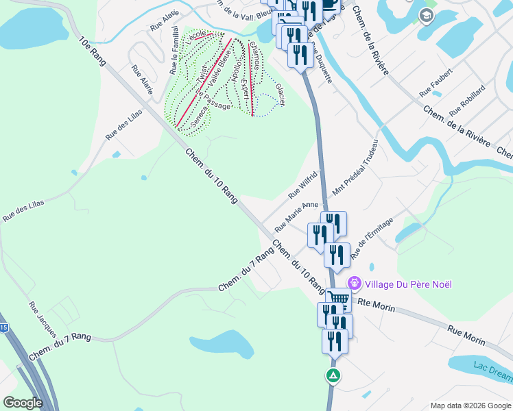 map of restaurants, bars, coffee shops, grocery stores, and more near 1201 10e Rang in Val-David