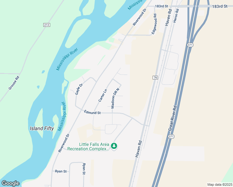 map of restaurants, bars, coffee shops, grocery stores, and more near 17752 Madison Drive in Little Falls