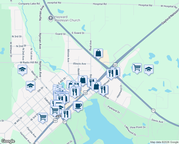 map of restaurants, bars, coffee shops, grocery stores, and more near 10675 Beal Avenue in Hayward