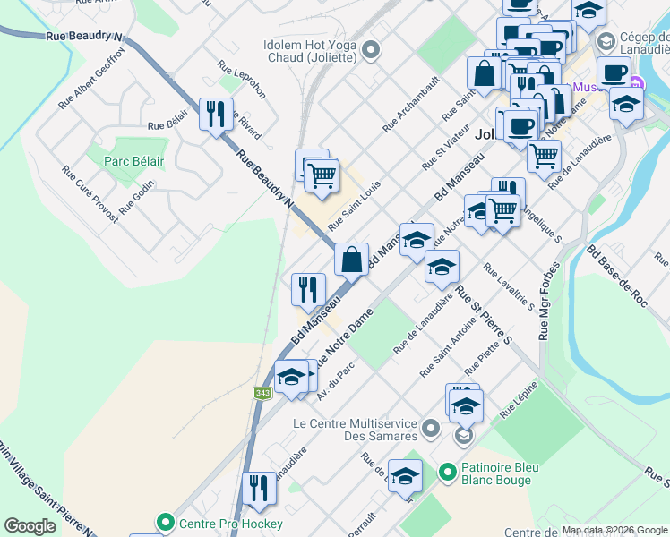 map of restaurants, bars, coffee shops, grocery stores, and more near 1041 Rue Saint Viateur in Joliette