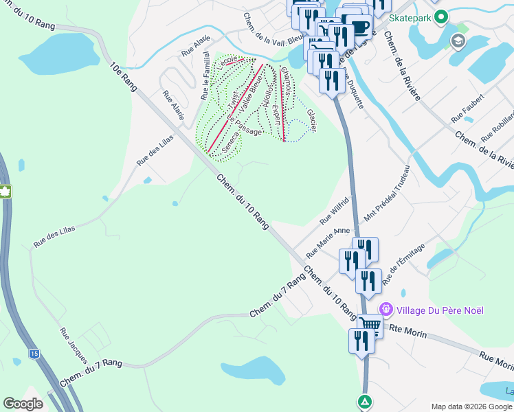 map of restaurants, bars, coffee shops, grocery stores, and more near 1257 10e Rang in Val-David