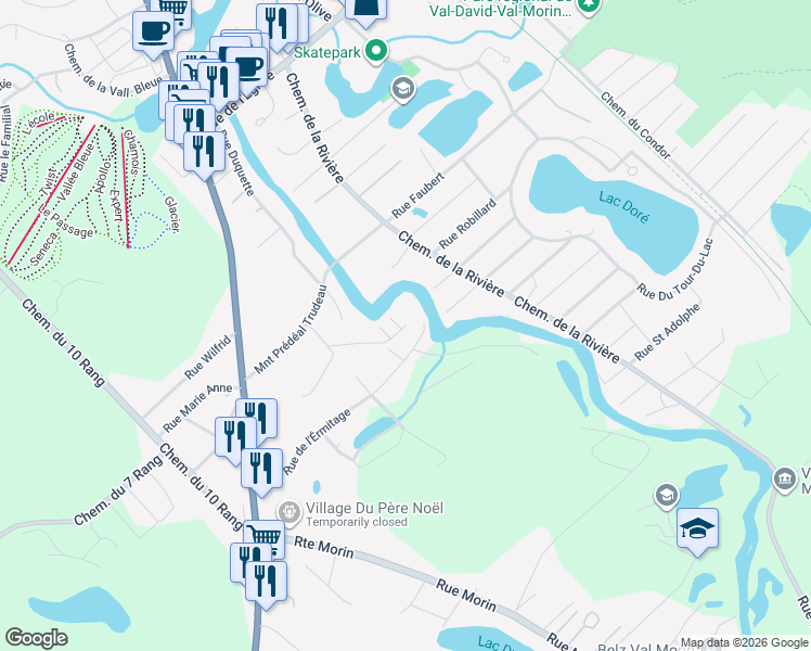 map of restaurants, bars, coffee shops, grocery stores, and more near 1 Rue Saint Luc in Val-David