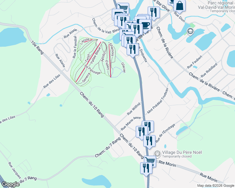 map of restaurants, bars, coffee shops, grocery stores, and more near 6820 Québec 117 in Val-Morin
