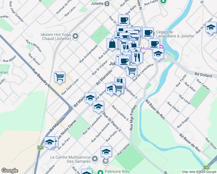 map of restaurants, bars, coffee shops, grocery stores, and more near 795 Rue Notre Dame in Joliette