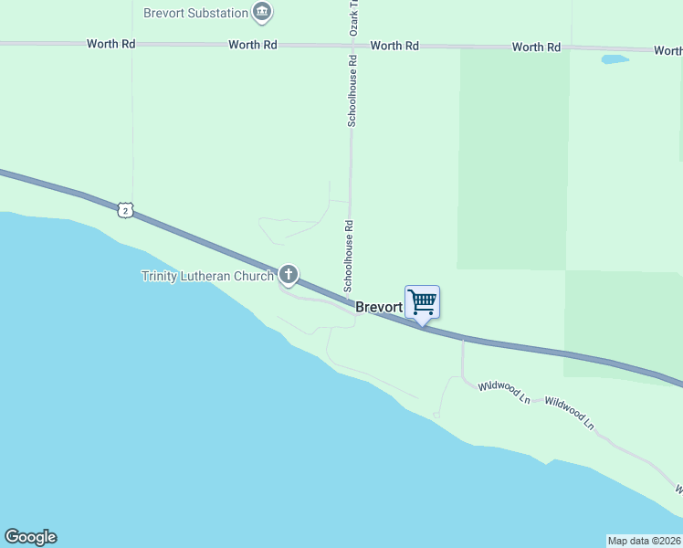 map of restaurants, bars, coffee shops, grocery stores, and more near 149-175 Schoolhouse Road in Mackinac