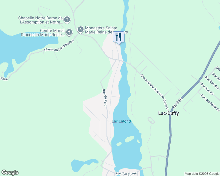 map of restaurants, bars, coffee shops, grocery stores, and more near 360 Rue Desrochers Ouest in Chertsey