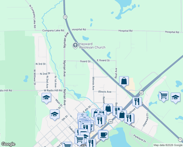 map of restaurants, bars, coffee shops, grocery stores, and more near 10759 Minnie Avenue in Hayward