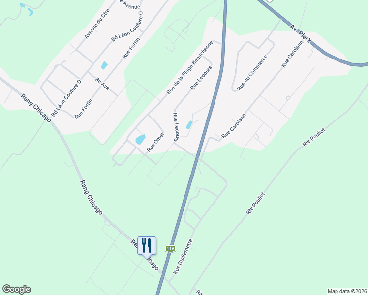 map of restaurants, bars, coffee shops, grocery stores, and more near 69 Rue Lecours in Centre-du-Québec
