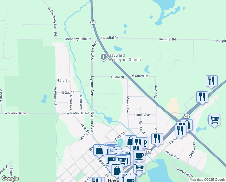 map of restaurants, bars, coffee shops, grocery stores, and more near 15850 Edward Street in Hayward
