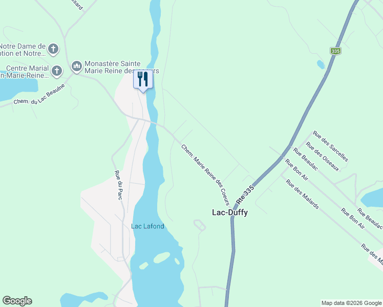 map of restaurants, bars, coffee shops, grocery stores, and more near 3295 Chemin Marie Reine des Coeurs in Chertsey