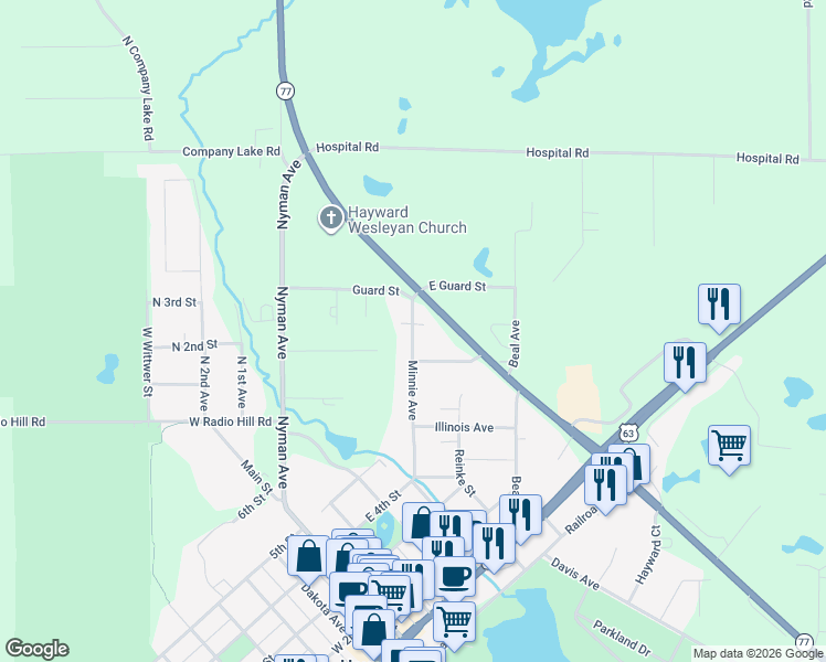 map of restaurants, bars, coffee shops, grocery stores, and more near 10759 Minnie Avenue in Hayward